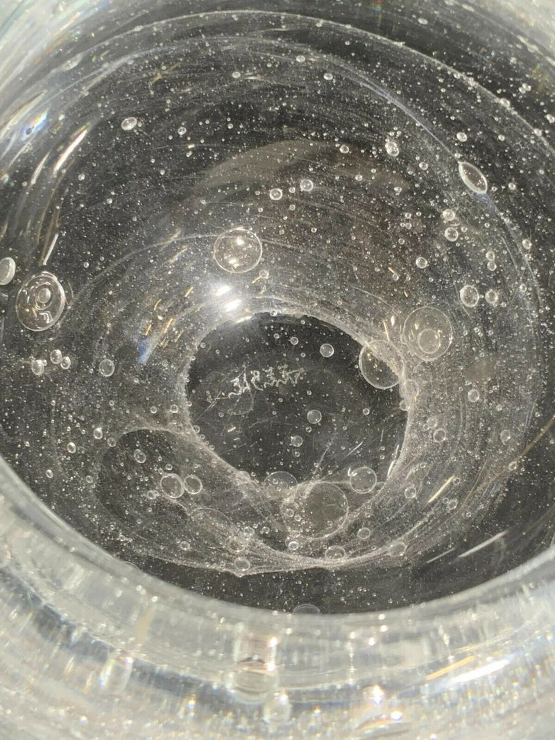 DEEBLE Signed Clear Bubble Glass Bowl / Vase 5 X 6" [aC]