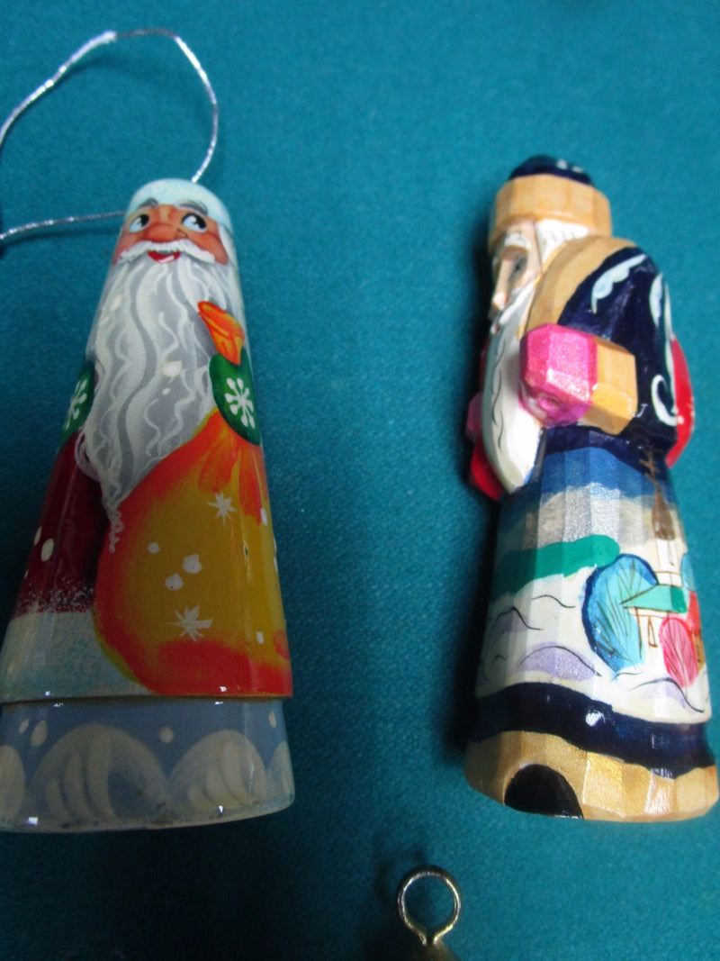 Russian Christmas Ornaments Hand Carved And Handpainted Lot^^