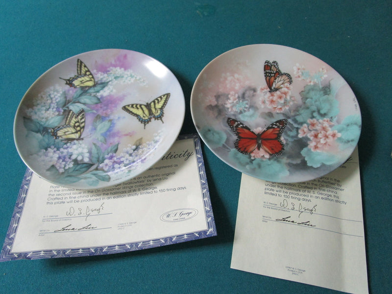 Lena Liu collector plates (2) "Western Tiger" and "Monarch ButterflES" [AM11]