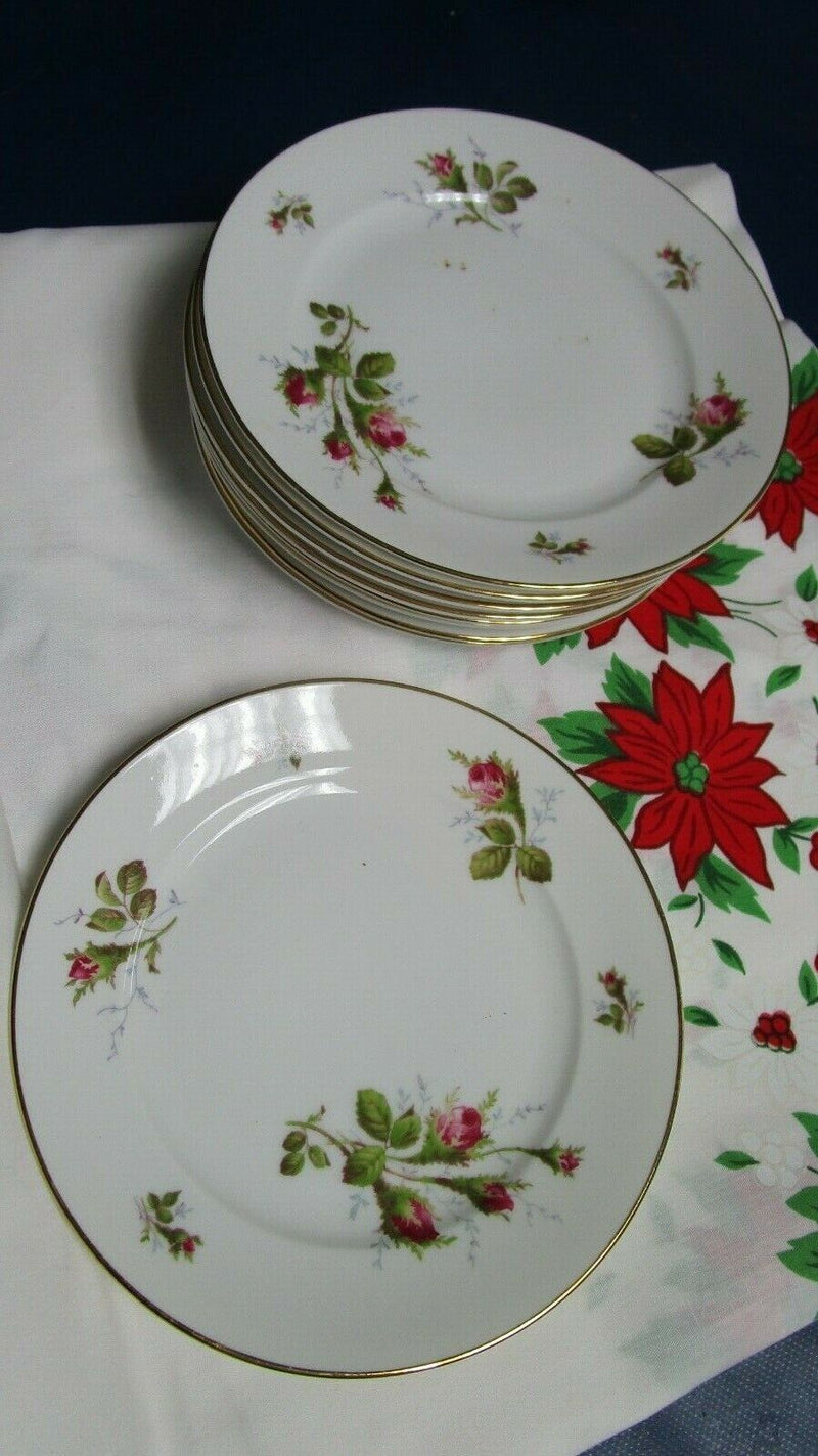 Rosenthal Moss Rose Pompadour 9 Bread Plates Gold Rim 6 3/4"