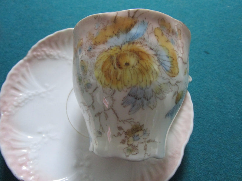 "Weimar" Germany Floral Coffee Cup And Saucer Artist Signed Original  [65]