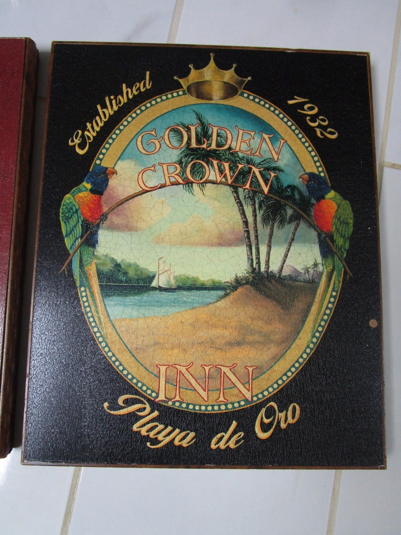 Pair Of Latin American Hotel  Vintage Signs On Board