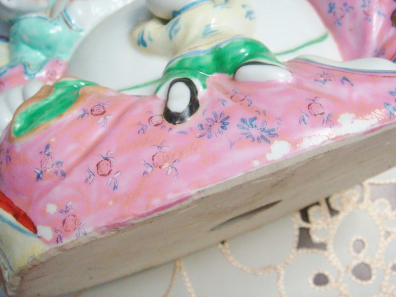 Antique Chinese Republic Famille Rose Porcelain Bisque Buddha With Children[2]