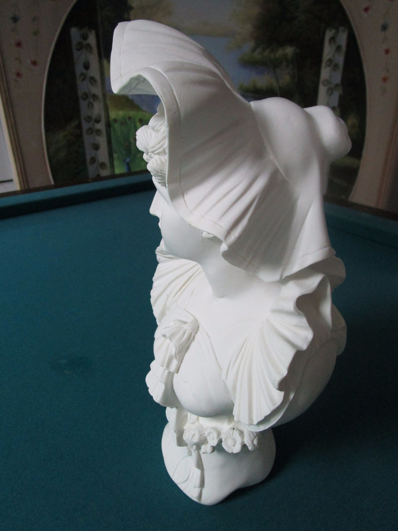 Vintage Nouveau ITALIAN Lady Bust Statue Chalkware Plaster French Maiden 14"