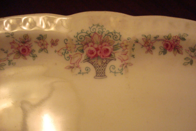 Antique German Zeh Scherzer Bavaria oval vanity tray garlands / gold [87b]