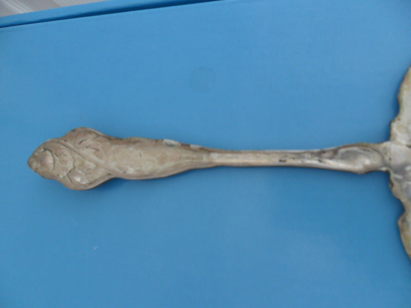 Antique sterling silver repousse spoon, 8 1/2" long[a4cut]