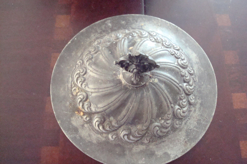 Antique Victorian E.G. Webster SUGAR BOWL silverplate & BLUE COBALT INSERT