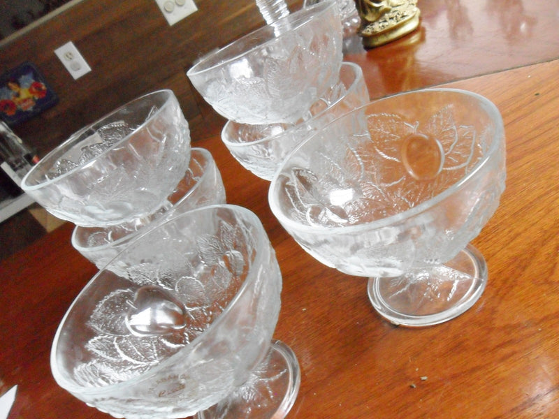Vintage Paşabahçe Turkey 6 Glass Pedestal  Compote bowls RARE ^^^