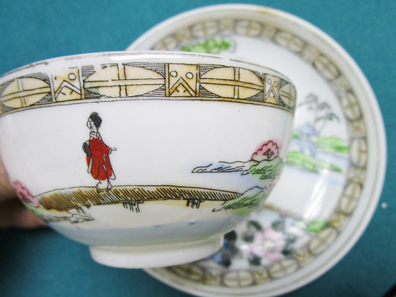 ANTIQUE IMPERIAL 1930s  eggshell ceramic cup and saucer Hand Decorated Japan[51]