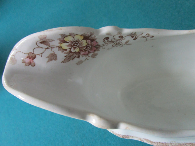 J.H.W. & Sons Hanley England Semi Porcelain Gravy Boat c1920s [85]