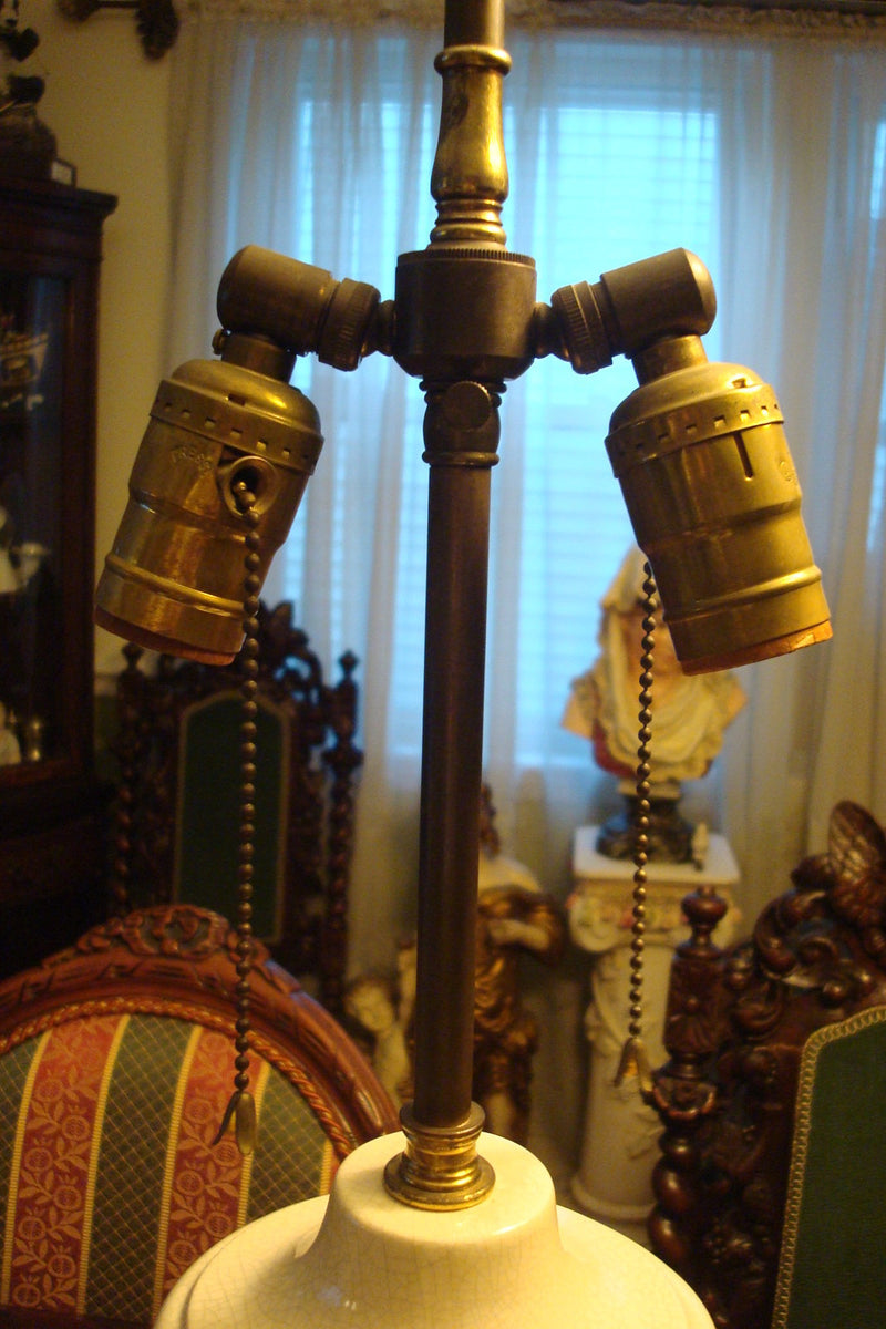 Ceramic Table Lamp Double Lights, ornated with ceramic drapes ORIGINAL LARGE