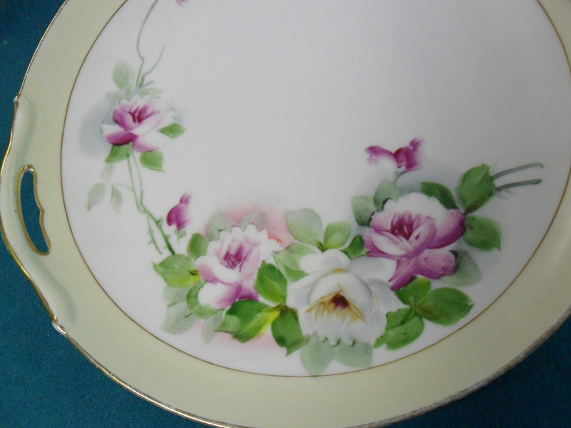 Nippon, Japan,  Floral Tray 2 Handles 9 3/4" Roses And Gold ^^