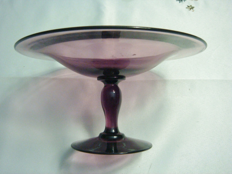 Purple BOHEMIAN glass footed bowl/tray [130L]