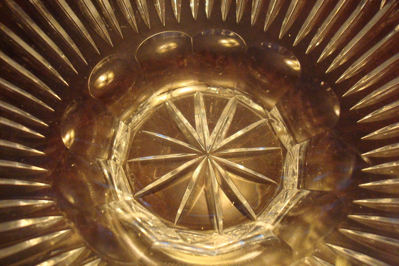 Crystal Bohemian cut Glass large round Bowl, very classy [a*5]