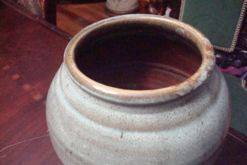 Nice green studio pottery marked "HR", 5 1/2" VESSEL