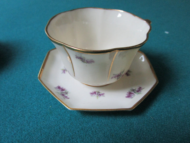 Leneige France 2 coffee cups and saucers -violets ORIGINAL [86]