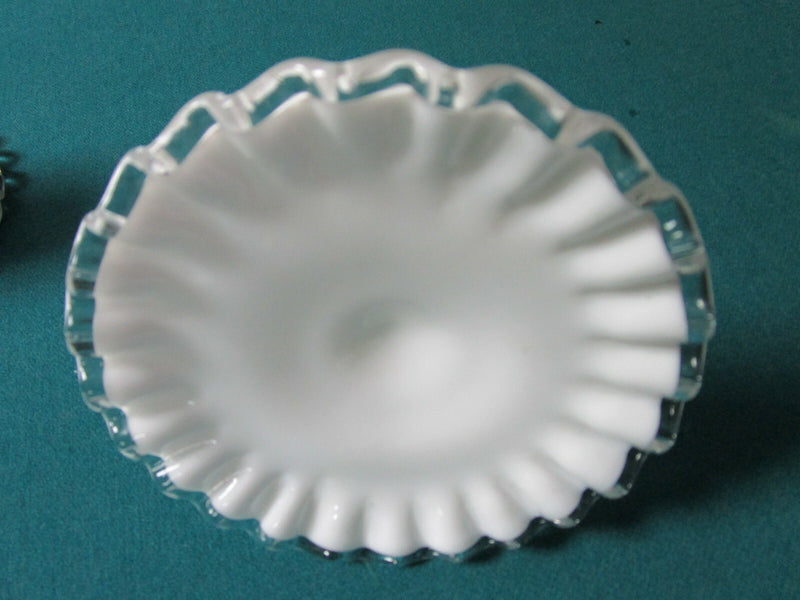 Fenton Silver Crest  3 Pcs, Candle Holders & Candy Dish Silver Crest [130M]