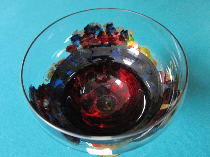 COVERED FOOTED  CRYSTAL CANDY DISH CARAMEL AND GOLD 12 X 5"  POLAND [GL8]