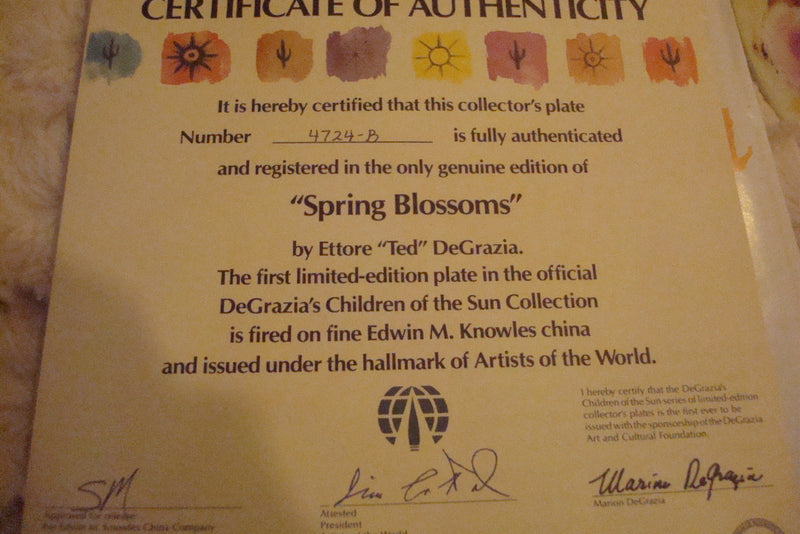 De Grazia "Spring Blossom" '87, Children of the Sun Collector Plate original ^^
