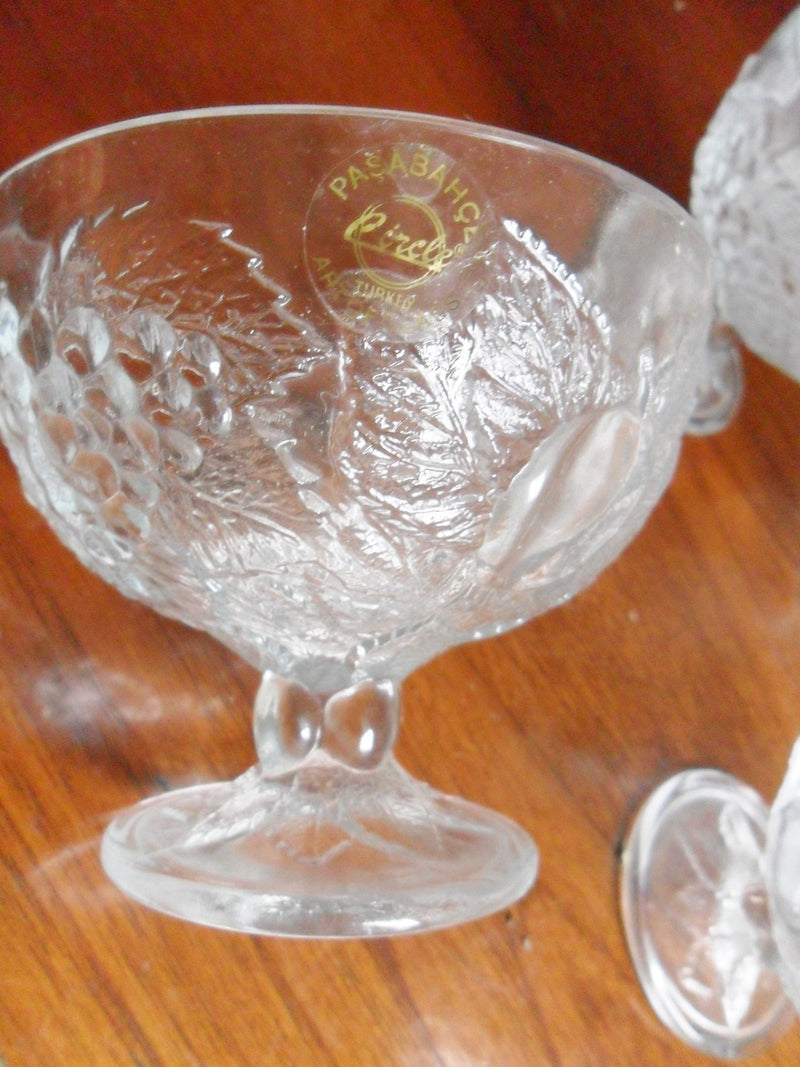 Vintage Paşabahçe Turkey 6 Glass Pedestal  Compote bowls RARE ^^^