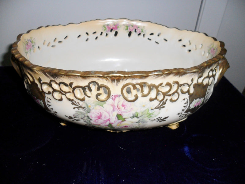 Mid Century center piece, bisque flowers and gold, MADE IN JAPAN