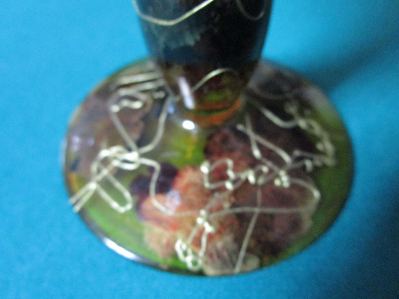 COVERED FOOTED  CRYSTAL CANDY DISH CARAMEL AND GOLD 12 X 5"  POLAND [GL8]