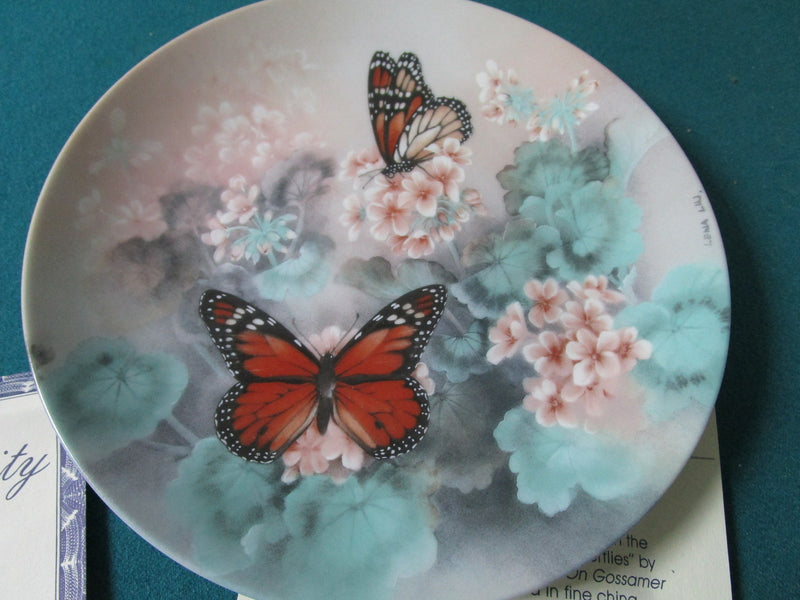 Lena Liu collector plates (2) "Western Tiger" and "Monarch ButterflES" [AM11]