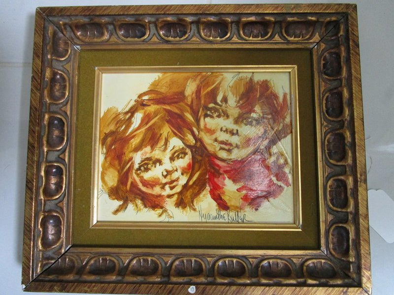 "SIBLINGS" by Hyacinthe Kuller Baron, OIL ON BRISTOL BOARD, FRAMED