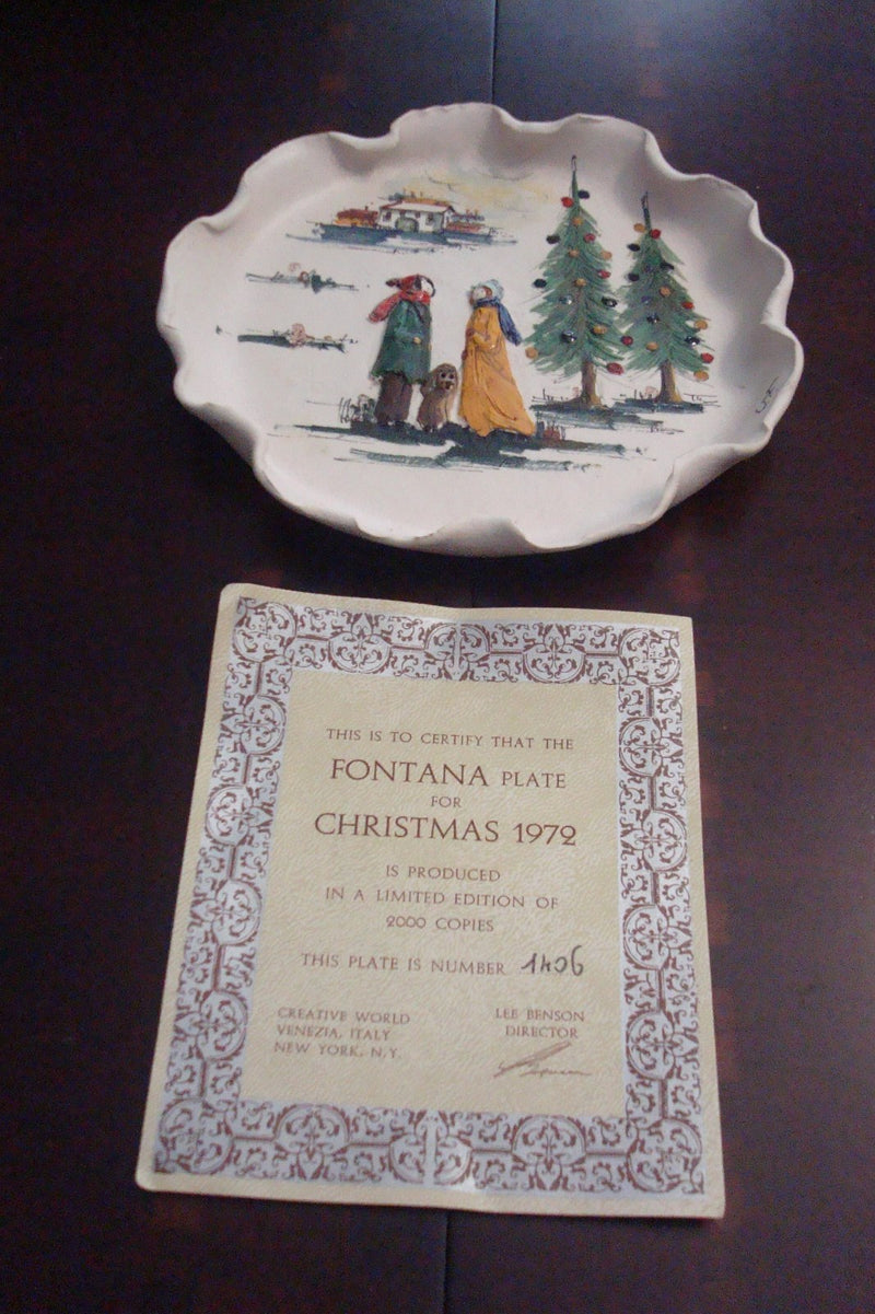 Christmas 1972 Plate by Fontana, Italy, handcrafted, 7" New original ^^