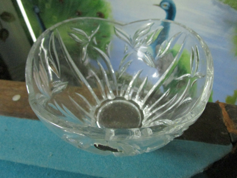 Czechoslovakian Crystal Bowl, delicate decorations,with partial label [GL-10]