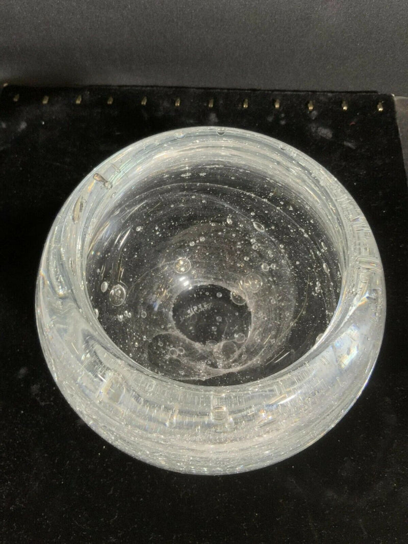 DEEBLE Signed Clear Bubble Glass Bowl / Vase 5 X 6" [aC]