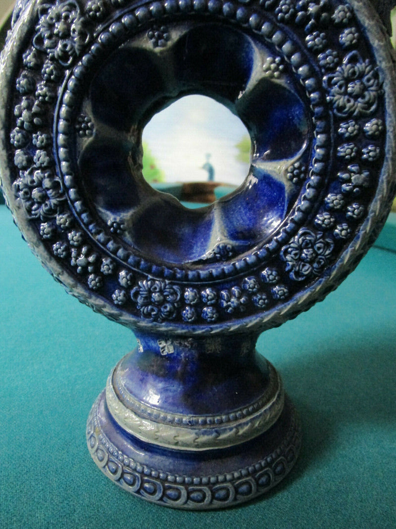 Antique Westerwald German RING JUG stoneware blue grey salt glazed pottery PICK