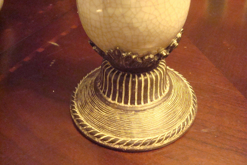 Fitz And Floyd Column Candle Holder Ceramic Metal,19 3/4" With Label Exoticals