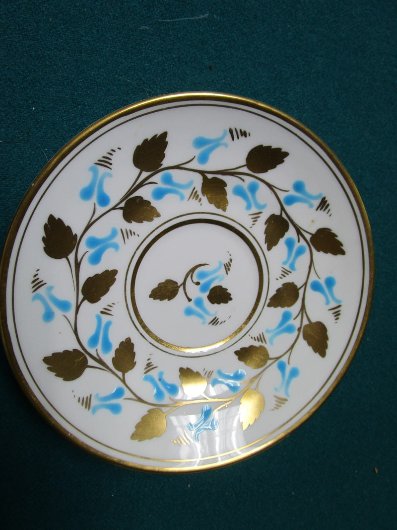 Royal Chelsea, England, cup and saucer turquoise and gold [a5#3]