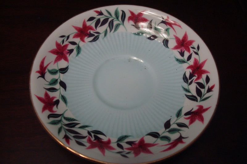 Colclough England  floral, light blue flutted body & gold rim cup/saucer[ [a5#10