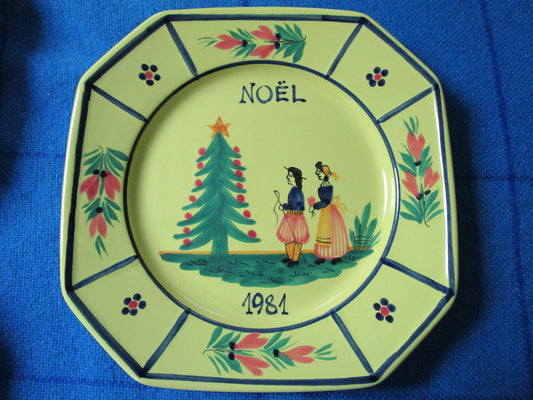 Quimper Christmas Plates 1981 YELLOW by Quimper France,  limited edition [120D]