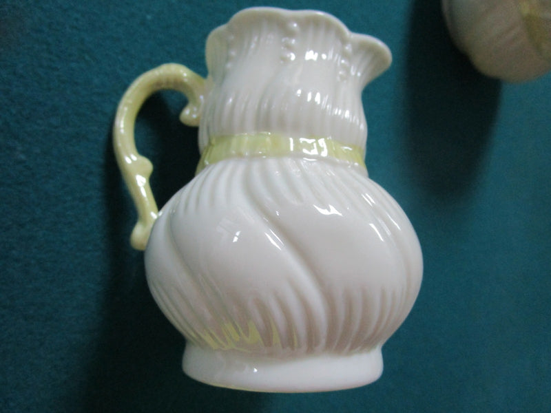 Belleek cremer and sugar yellow rope,  7th mark [*12]