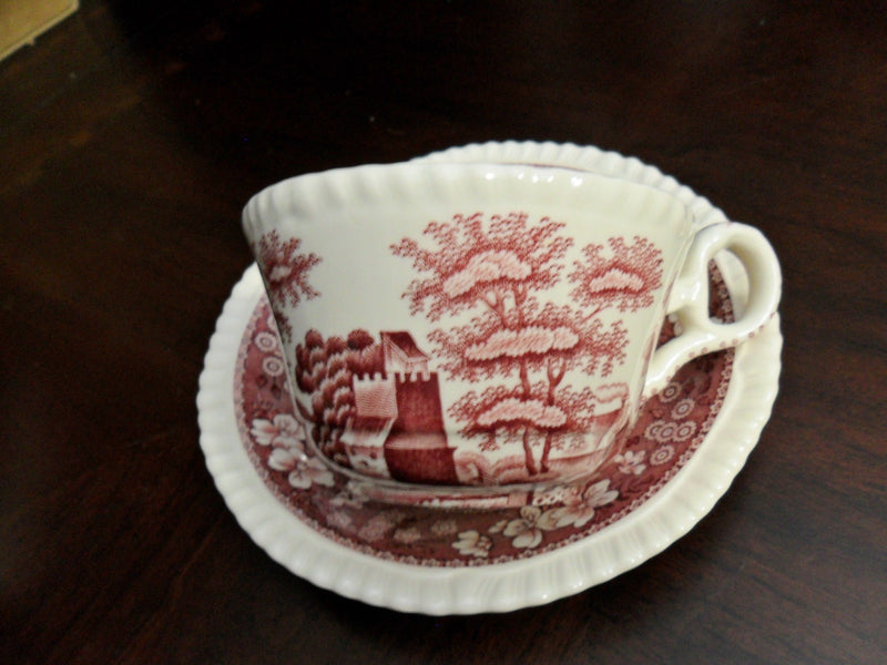 Spode Pink Tower cup and saucer Older Backstamp C1814 orig [88]