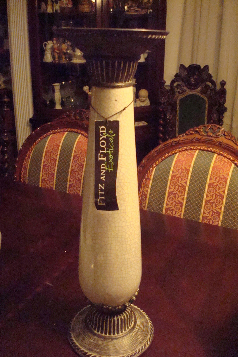 Fitz And Floyd Column Candle Holder Ceramic Metal,19 3/4" With Label Exoticals