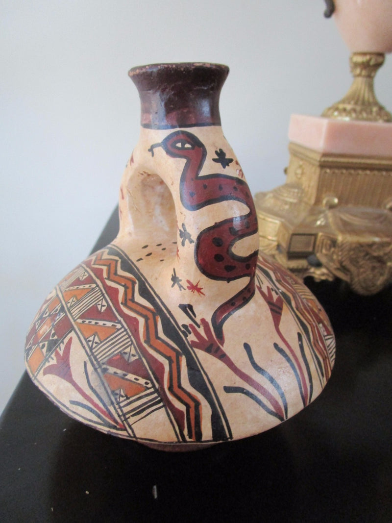 Mexican Vessel Serpents Handle  Red Terracota [SW2]