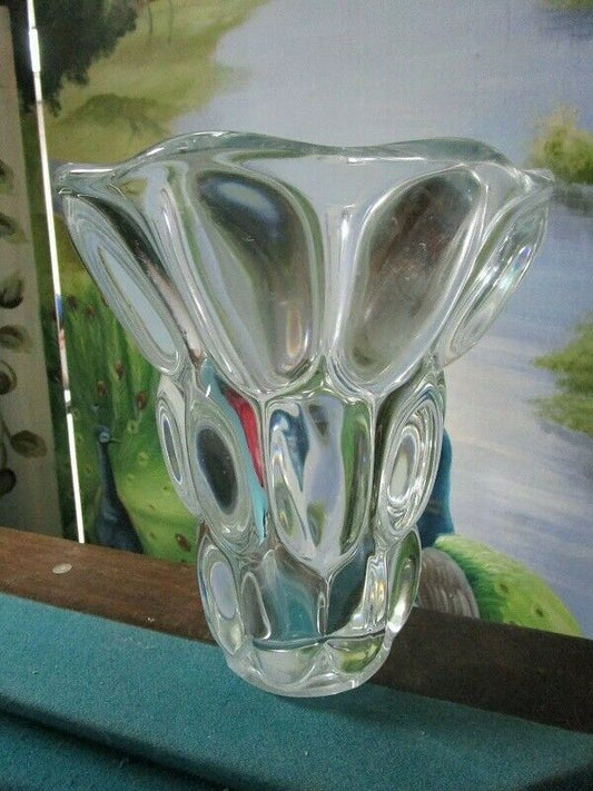 Vannes France Art Glass Bubbles Vase Very Heavy 8 X 7" ^^^