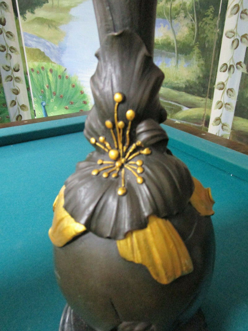 ART NOUVEAU POTTERY VASE MARBLE BASE SIGNED T. CALDAT