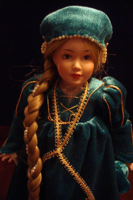 1980s Rapunzel by Danbury Mint Doll ORIGINAL GREEN EMERALD DRESS 11 1/2"