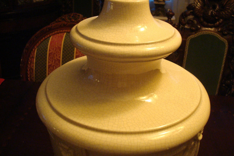 Ceramic Table Lamp Double Lights, ornated with ceramic drapes ORIGINAL LARGE