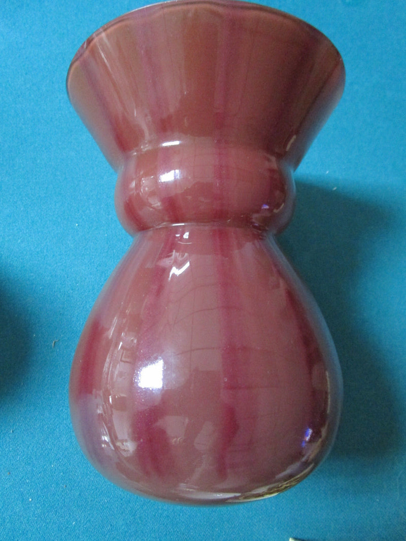 Rosenthal Germany Glass Vase Dark Red Frosted 7 X 6"  Original