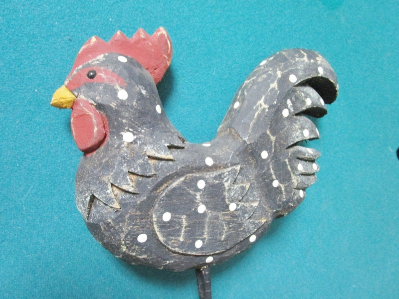 Rooster handpainted and handcarved wooden sculpture 14" x 4" CARVED ```