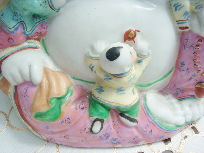 Antique Chinese Republic Famille Rose Porcelain Bisque Buddha With Children[2]