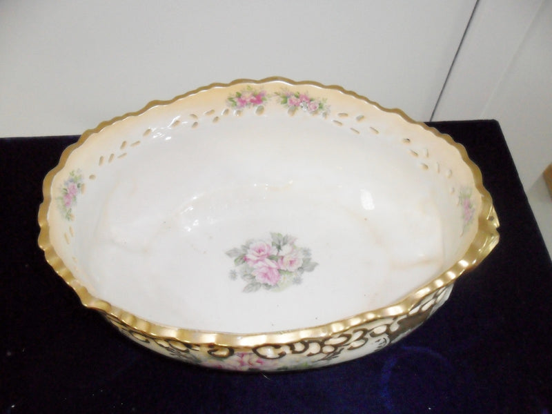 Mid Century center piece, bisque flowers and gold, MADE IN JAPAN