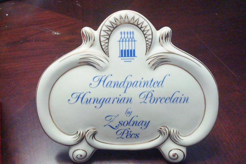 "Zsolnay Pecs" Hungary Porcelain Dealer Sign Plaque  free standing[7]