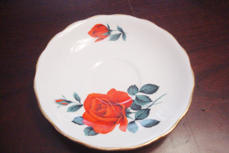 Royal Vale, England, Ridgways, Footed Cup & Saucer Set, red roses [80]